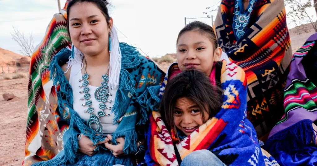 native american woman and children