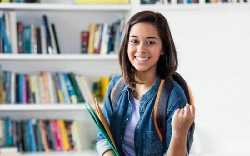 female student with backpack