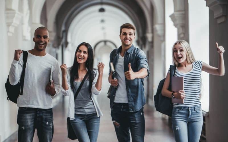 students walking in hallway