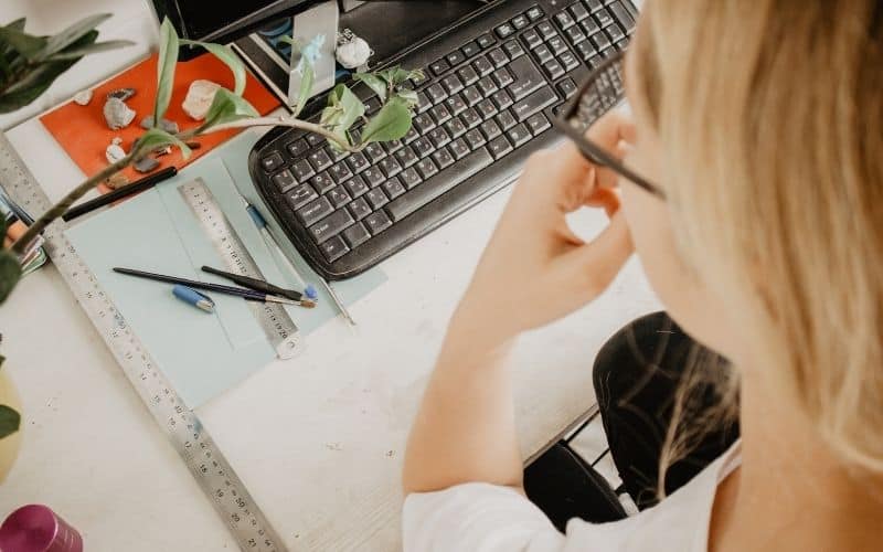 female doing research