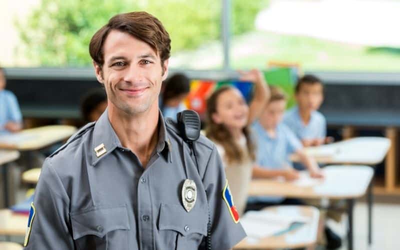 policeman in classroom