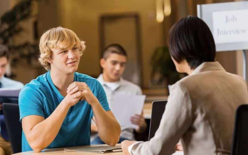 high school student being interviewed