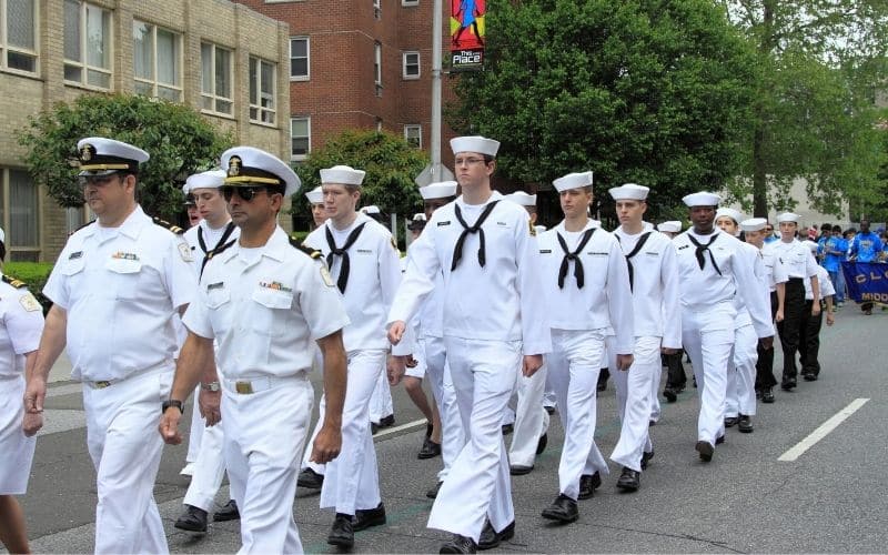 marching navy officers