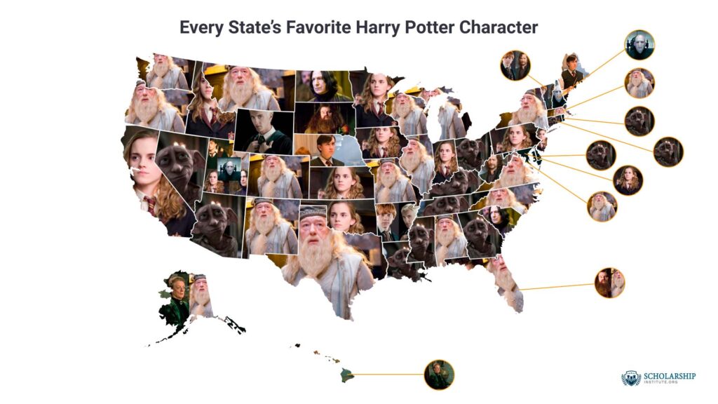 Favorite Harry Potter characters in each state