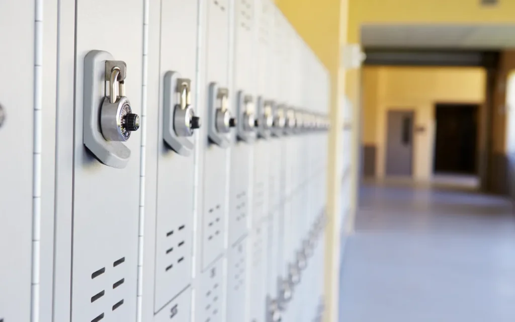 high school hallway lockers