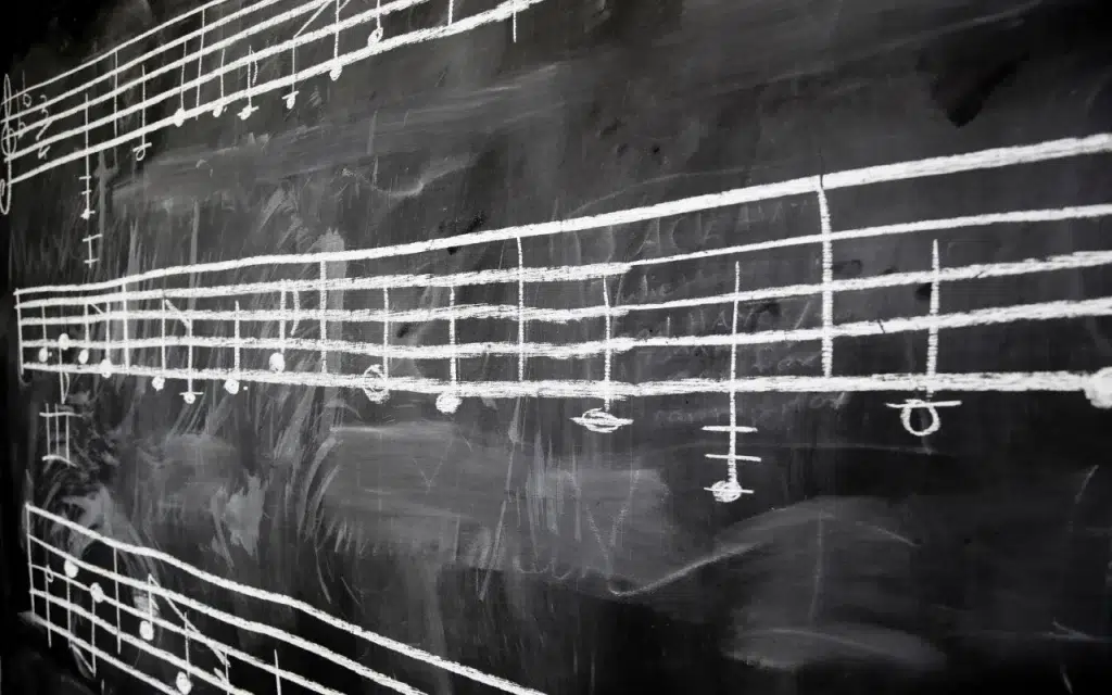 music notes written on chalk board