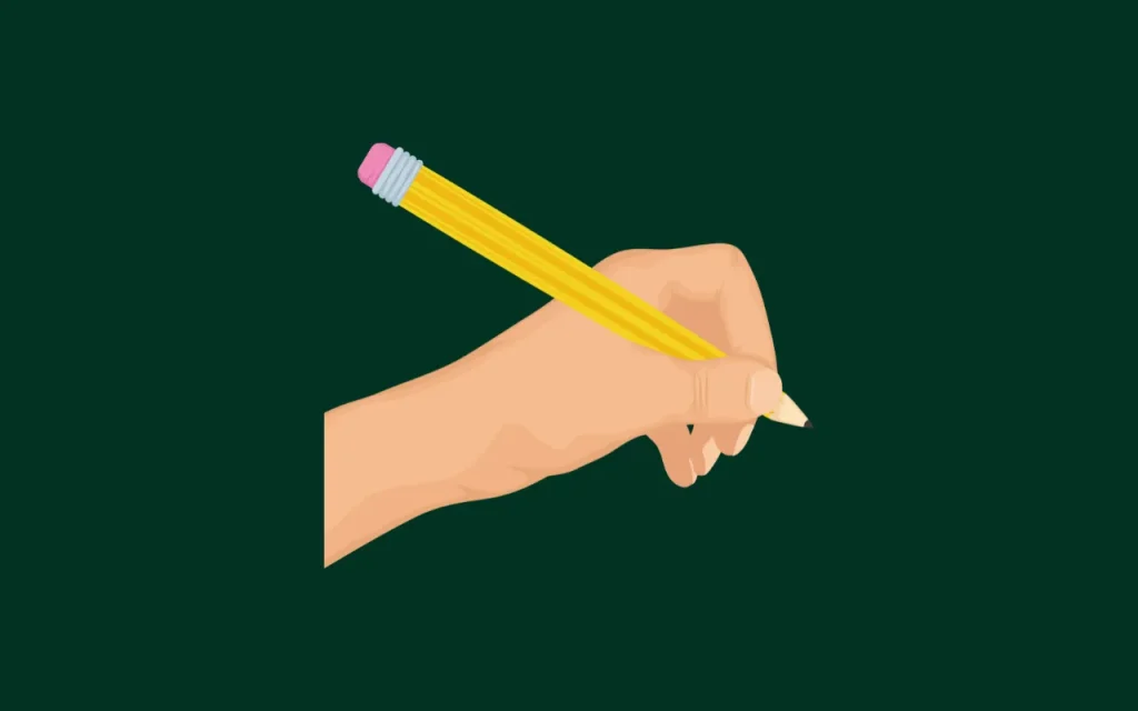 left hand holding pencil graphic