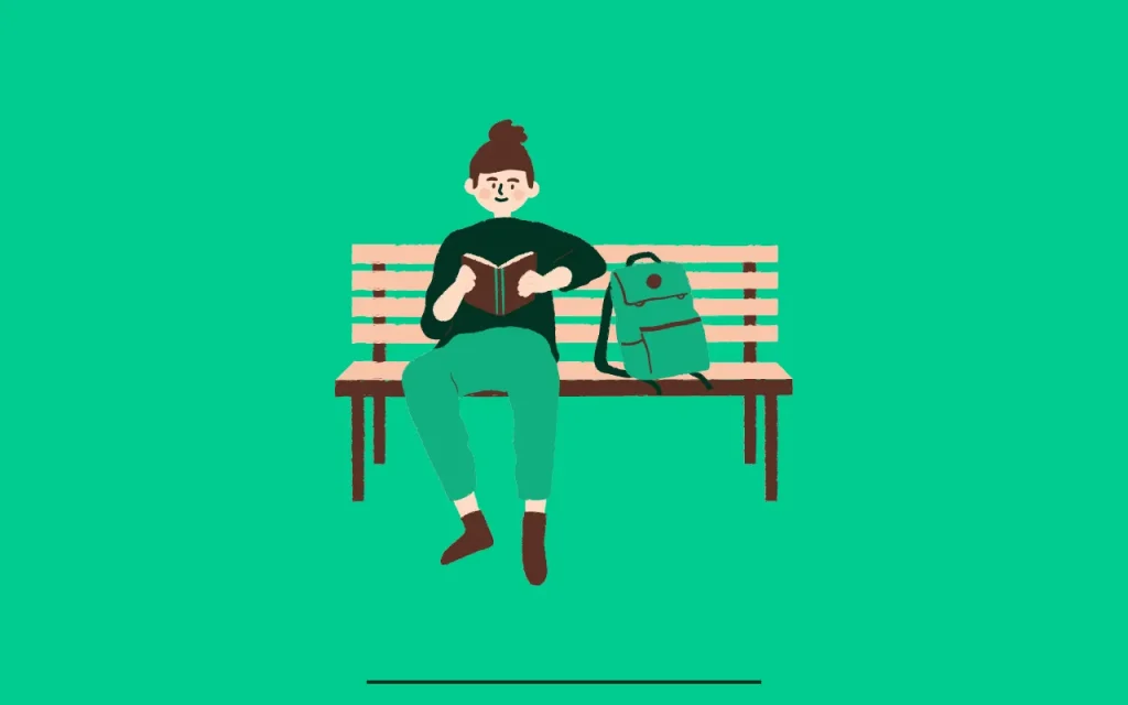 graphic of student on bench studying