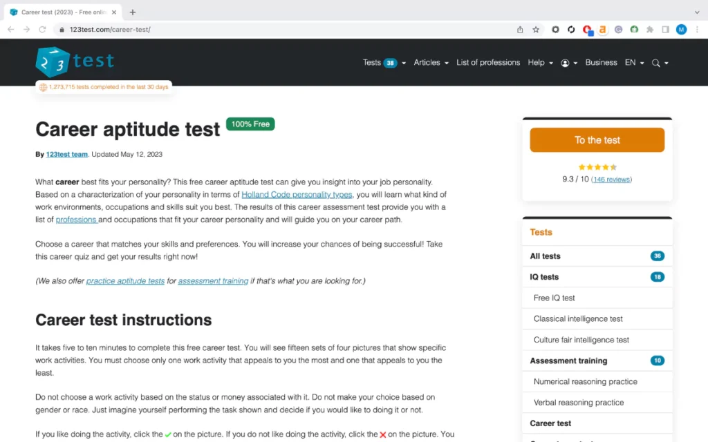 123 test career test