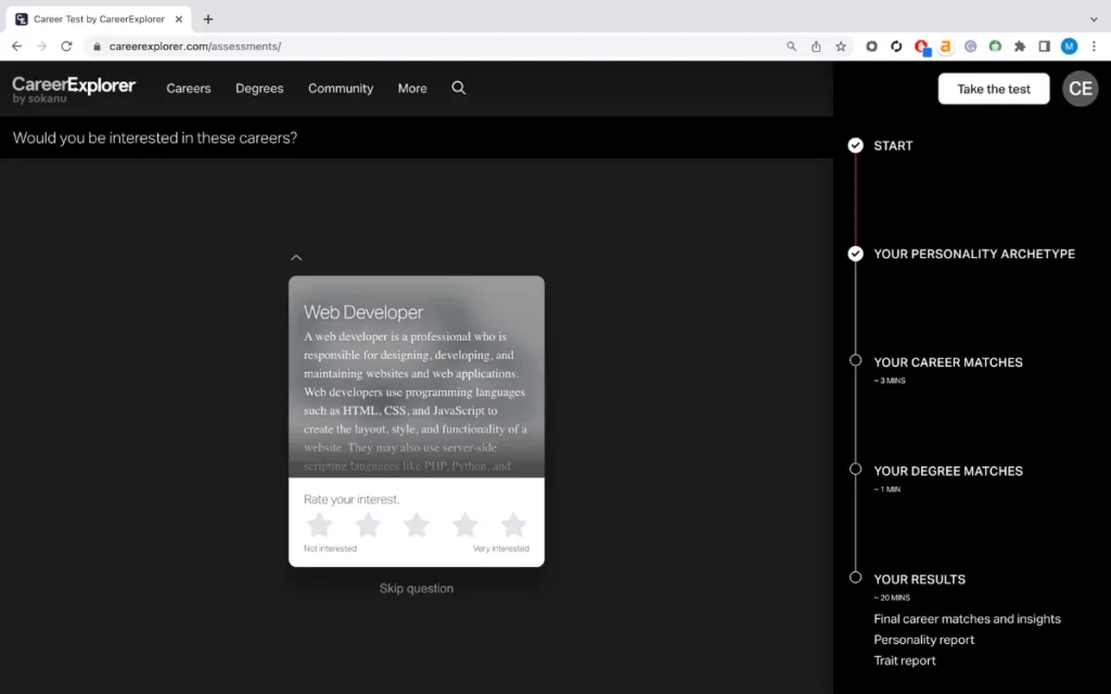 careerexplorer assessments