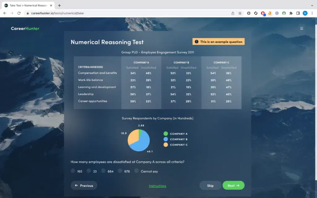 careerhunter numerical reasoning test