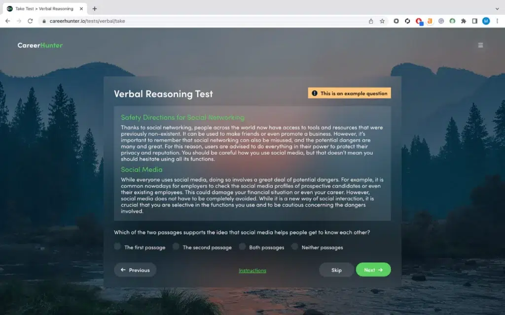 careerhunter verbal reasoning test