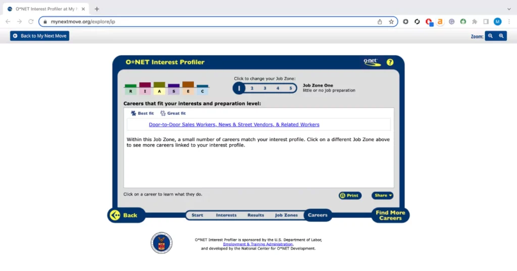O*NET Interest Profiler at My Next Move
