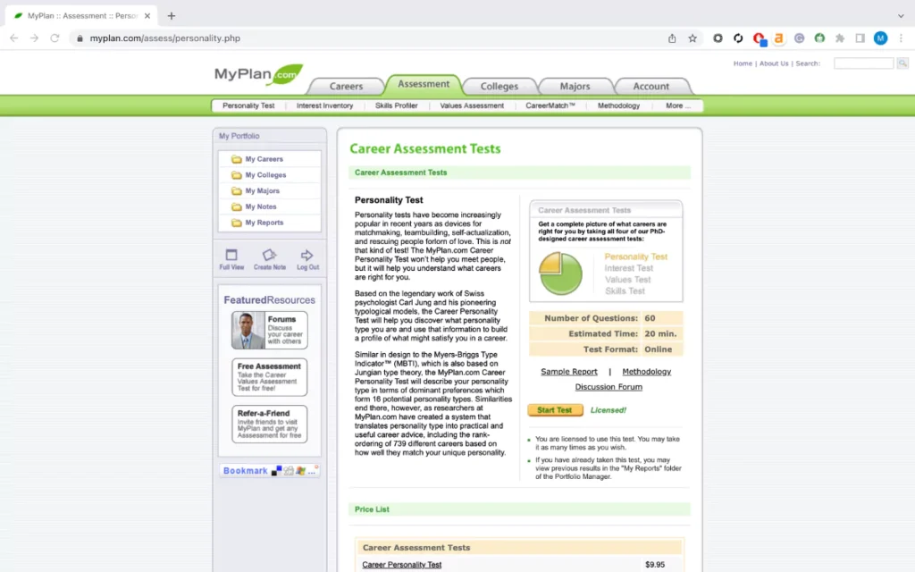 myplan career test