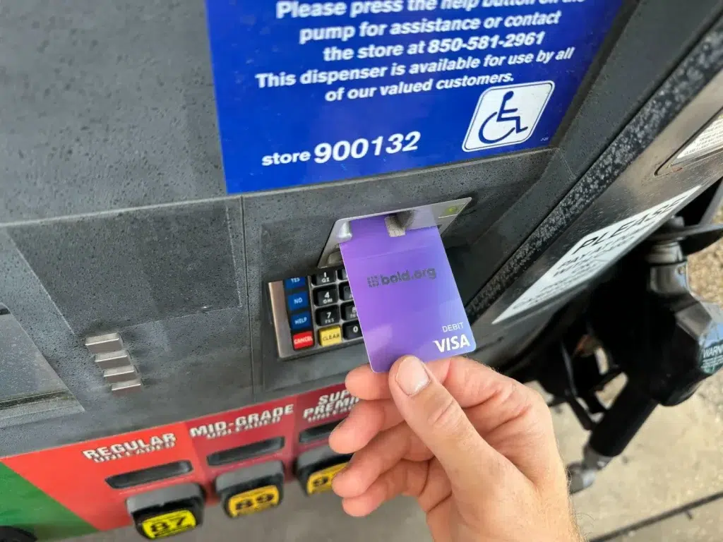 paying with the bold debit card at the gas pump