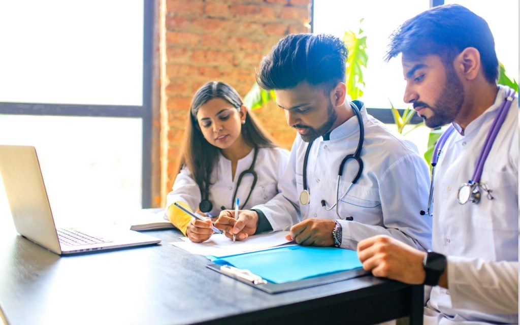 prospective doctors studying for class