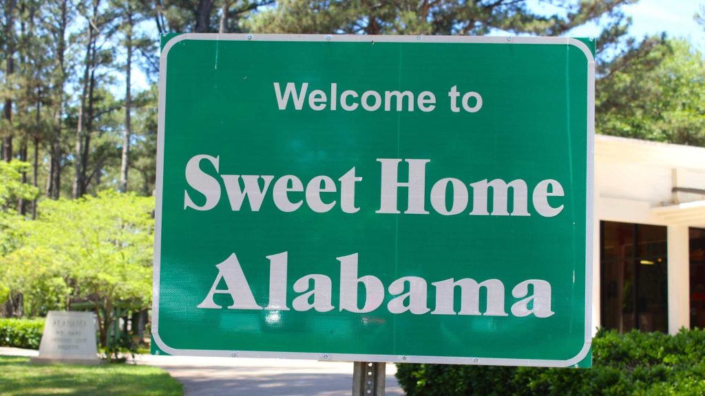 welcome to sweet home Alabama sign