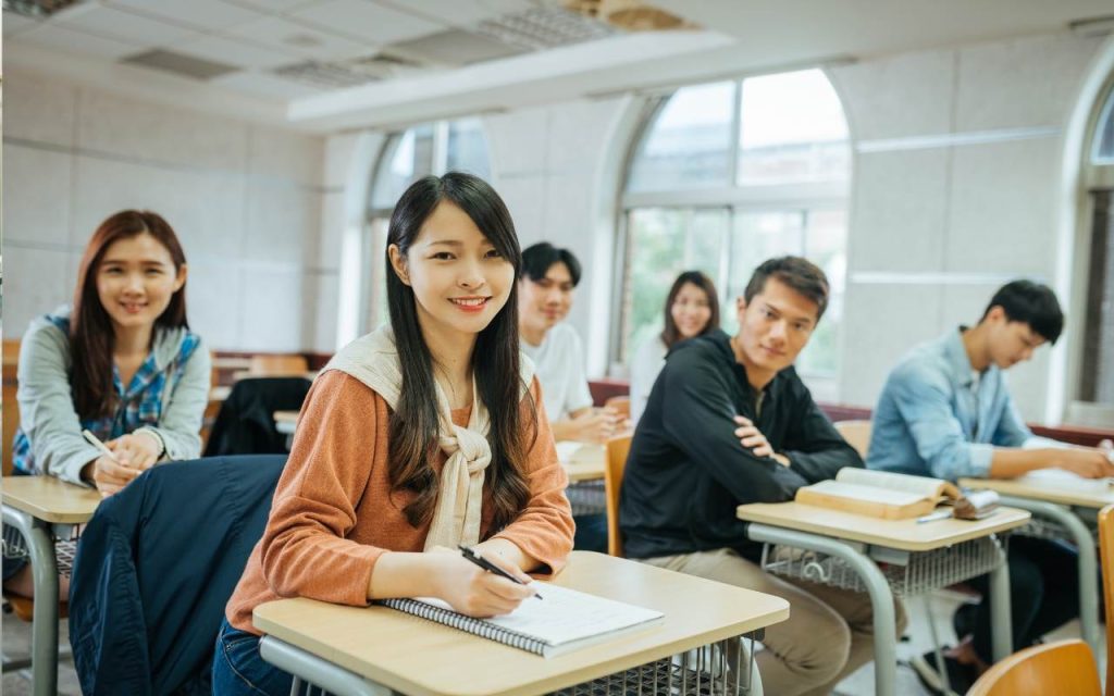 students in classroom with natural lighting