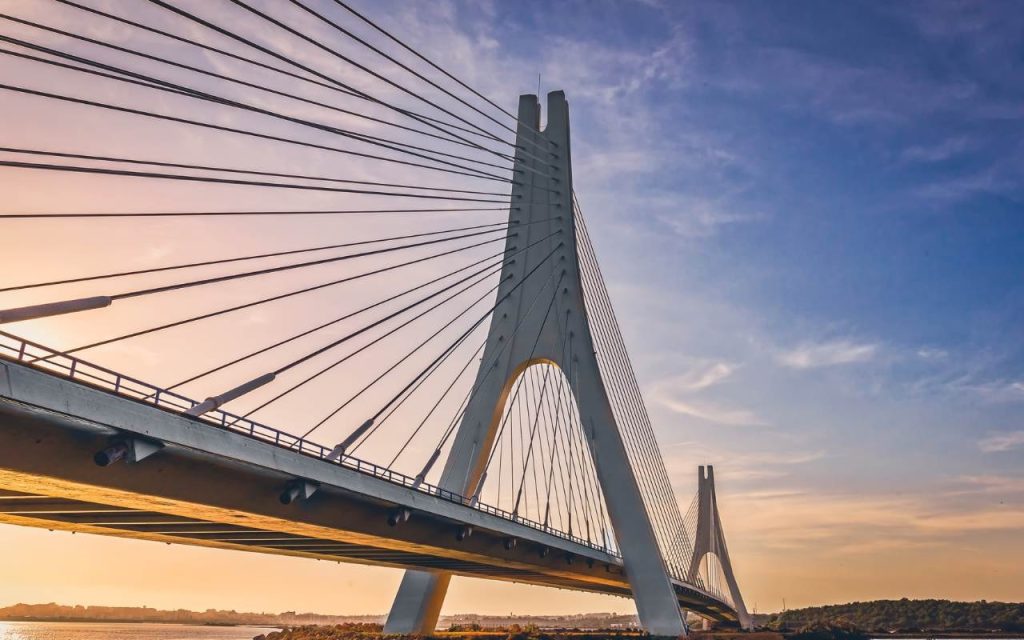 suspension bridge and blue sky