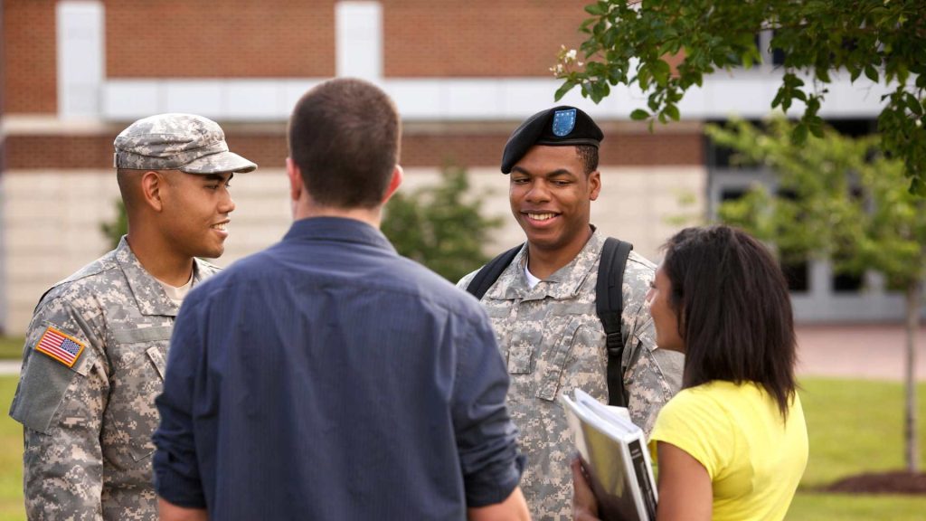 military veterans on college campus with school counselors