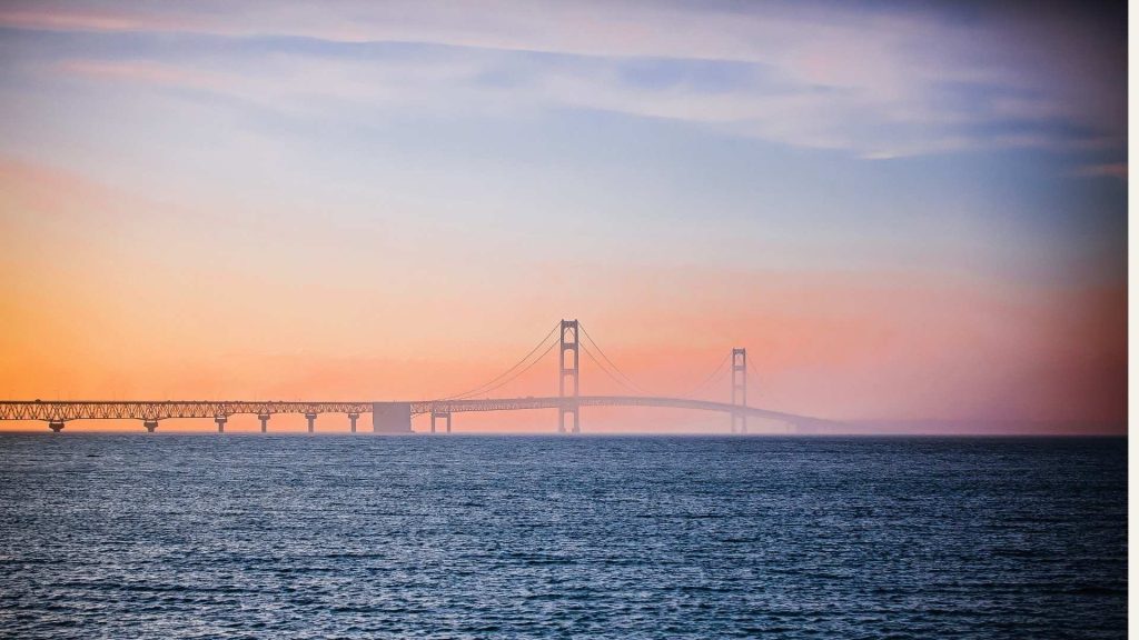 bridge in the distance over body of water