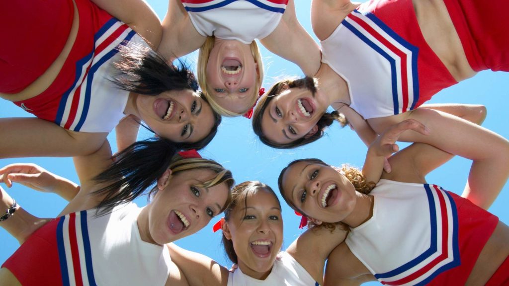 cheerleaders in a circle