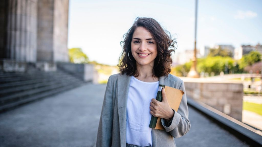 female criminal justice student on campus