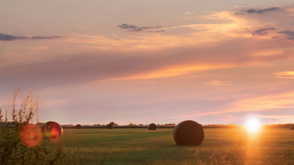 bales of hay in the idyllic oklahoma countryside